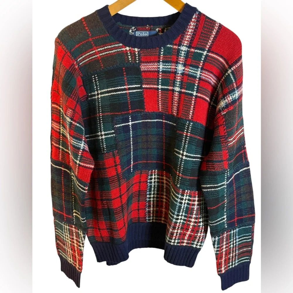 POLO RALPH LAUREN NWT
Wool-Blend Patchwork Plaid Sweater in Sz M - Picture 7 of 12